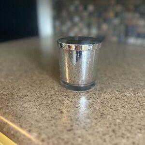 Silver Sparkle Glass Jar w/Cover